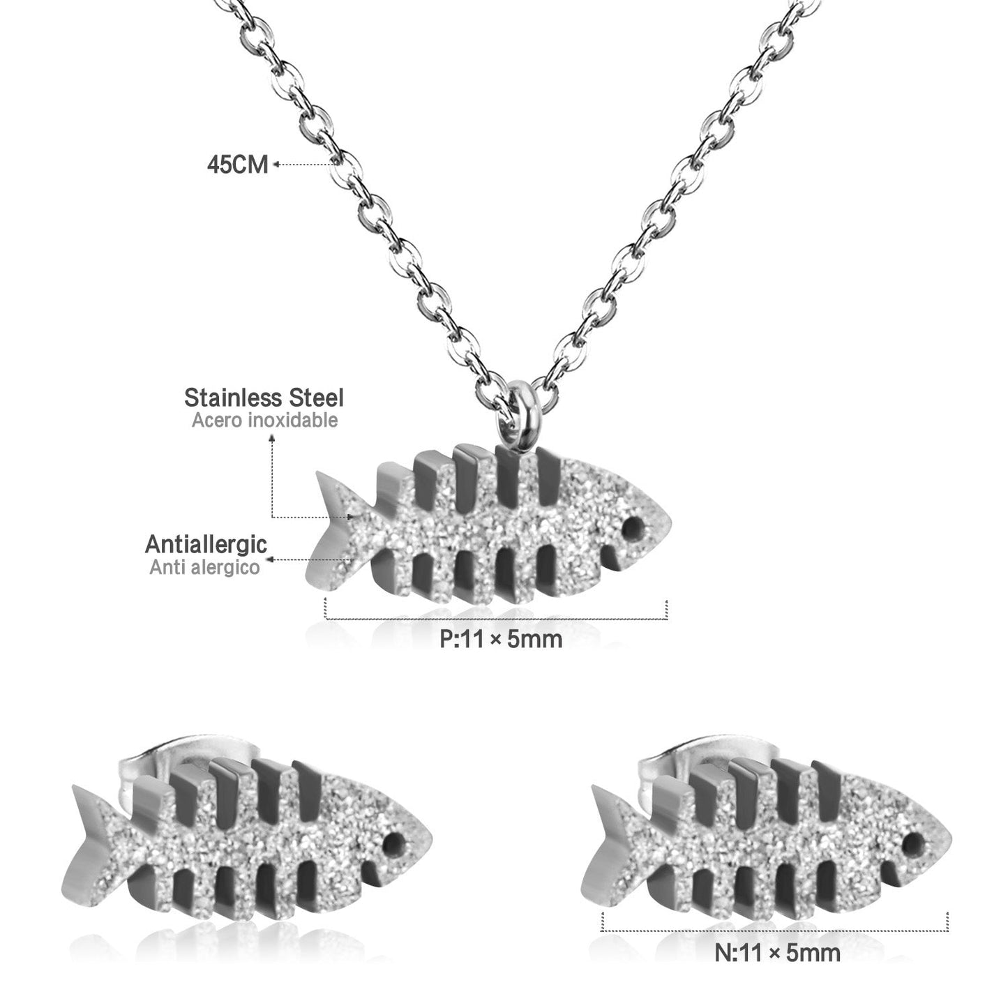 Steel/Gold Cut Smooth & Frosted Jewelry Set without Diamonds asonjewelry