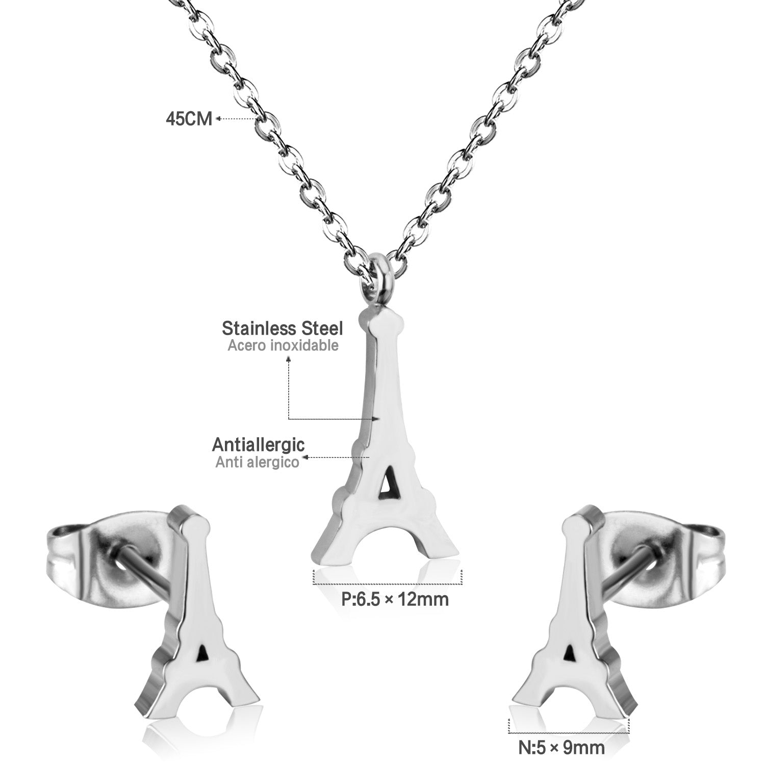 Steel/Gold Cut Smooth/Frosted Jewelry Set with/without Diamonds asonjewelry