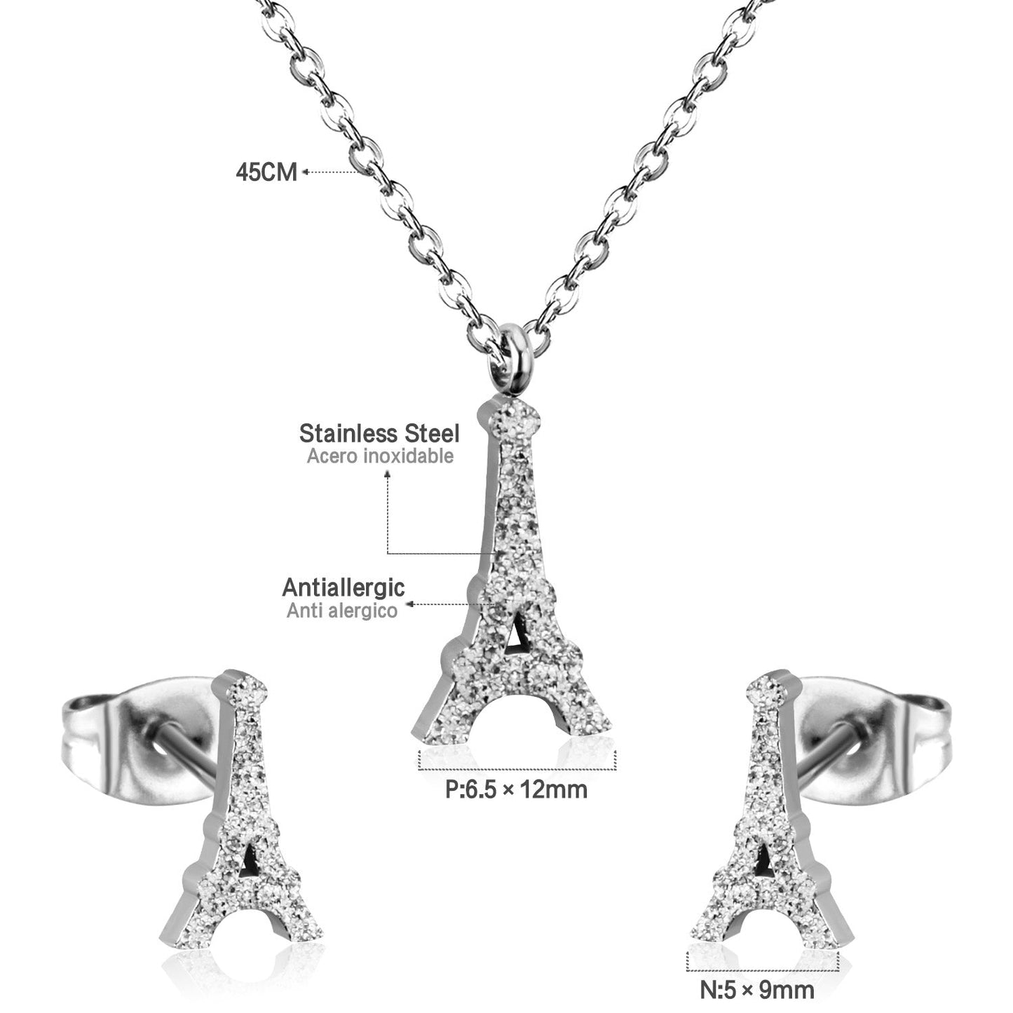 Steel/Gold Cut Smooth/Frosted Jewelry Set with/without Diamonds asonjewelry