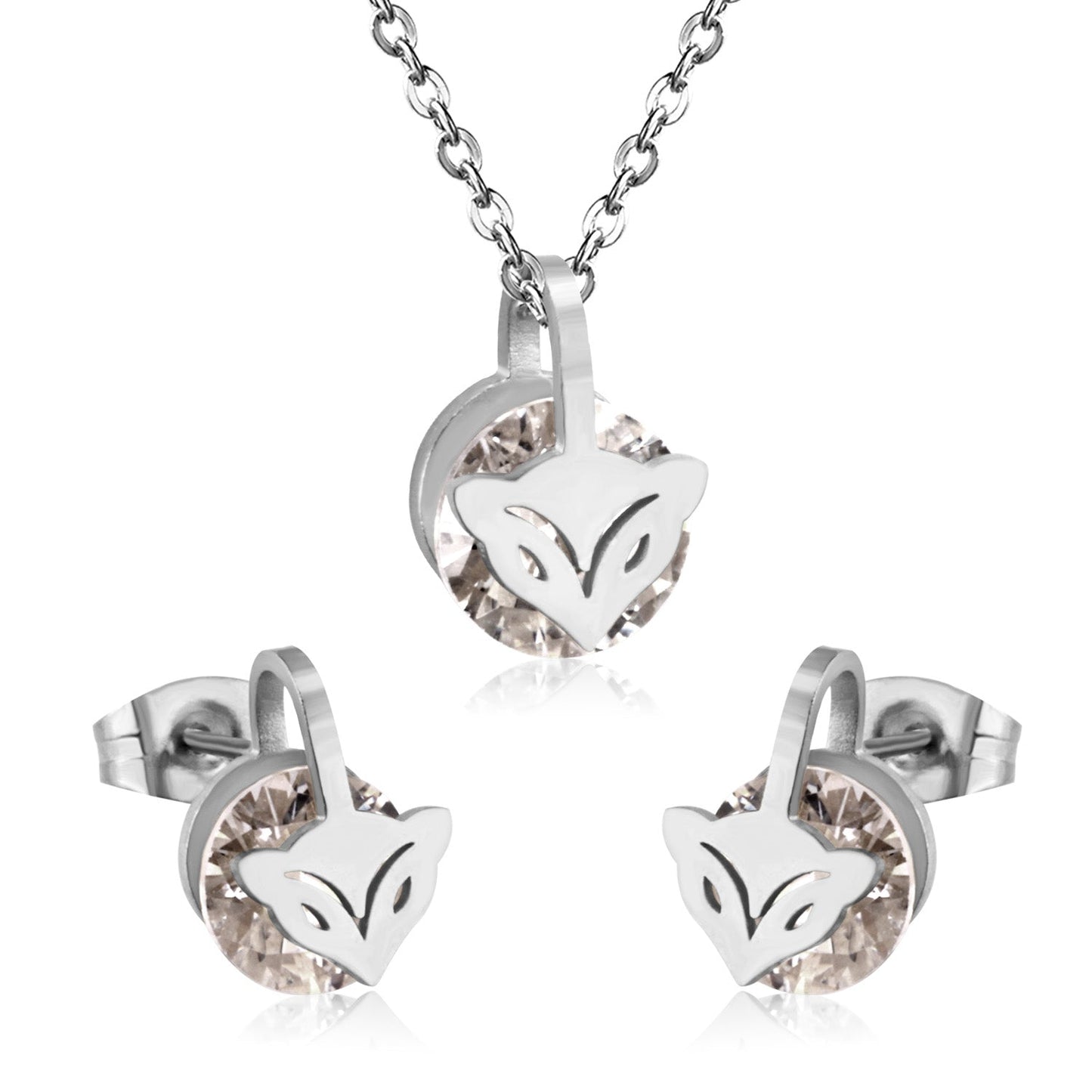 Gold/Steel with Zircon Arrow Shape Pendant Jewelry Set asonjewelry