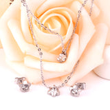 Gold/Steel Pentagram Double Chain Pendant Set with Diamonds