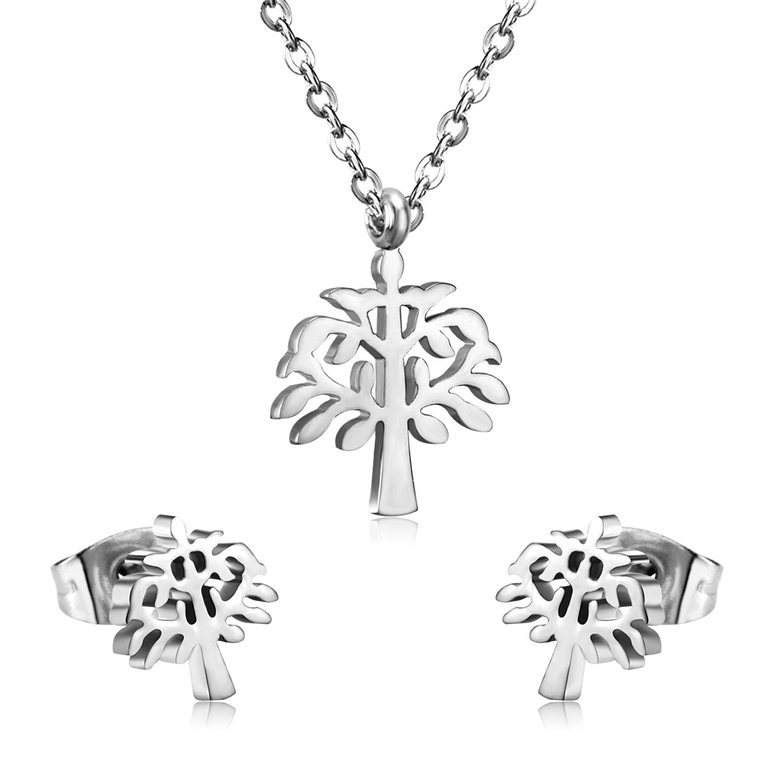 Gold/Steel Frosted/Smooth Flower Shape Jewelry Set without Diamonds asonjewelry