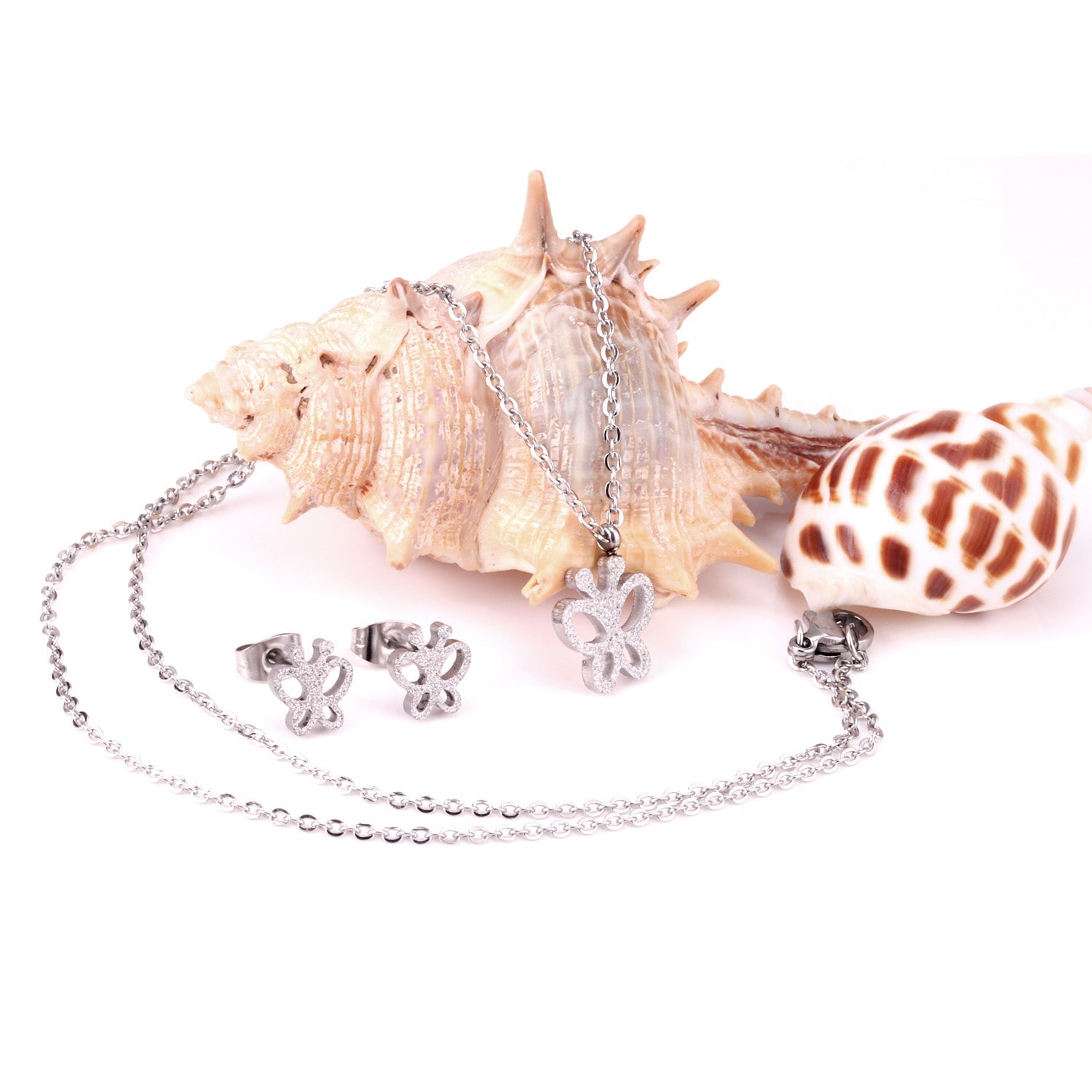 ASON Charm Butterfly Pendant Necklace Piercing Earrings Jewelry Sets for Women Fashion Stainless Steel Gold Color Sweet asonjewelry