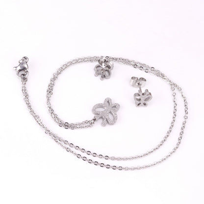 ASON Charm Butterfly Pendant Necklace Piercing Earrings Jewelry Sets for Women Fashion Stainless Steel Gold Color Sweet asonjewelry