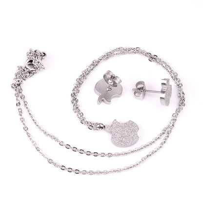 Gold/Steel Cut Apple Takes a Bite Frosted Set without Diamonds asonjewelry