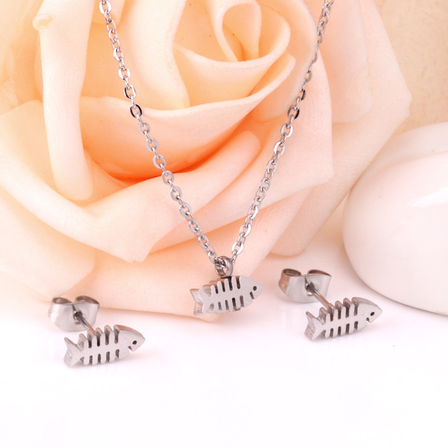 Steel/Gold Cut Smooth & Frosted Jewelry Set without Diamonds asonjewelry