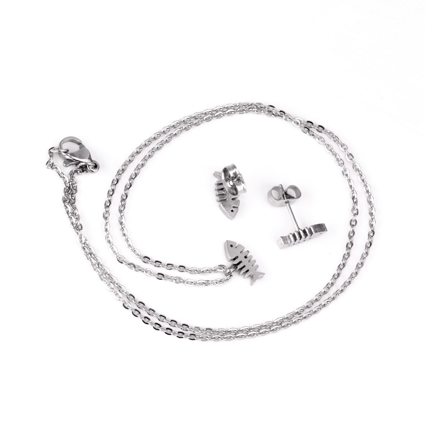 Steel/Gold Cut Smooth & Frosted Jewelry Set without Diamonds asonjewelry