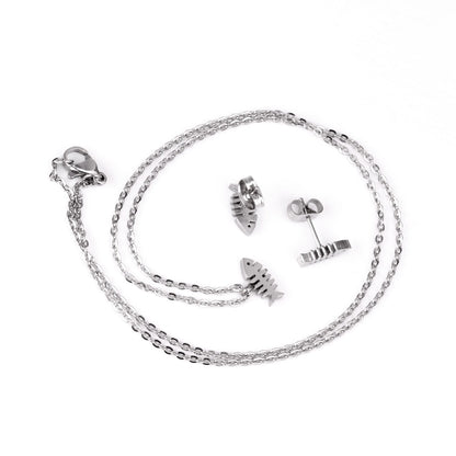 Steel/Gold Cut Smooth & Frosted Jewelry Set without Diamonds asonjewelry