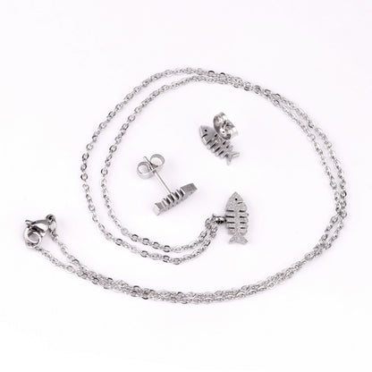 Steel/Gold Cut Smooth & Frosted Jewelry Set without Diamonds asonjewelry