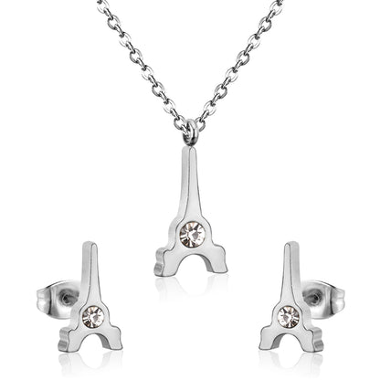 Steel/Gold Cut Smooth/Frosted Jewelry Set with/without Diamonds asonjewelry