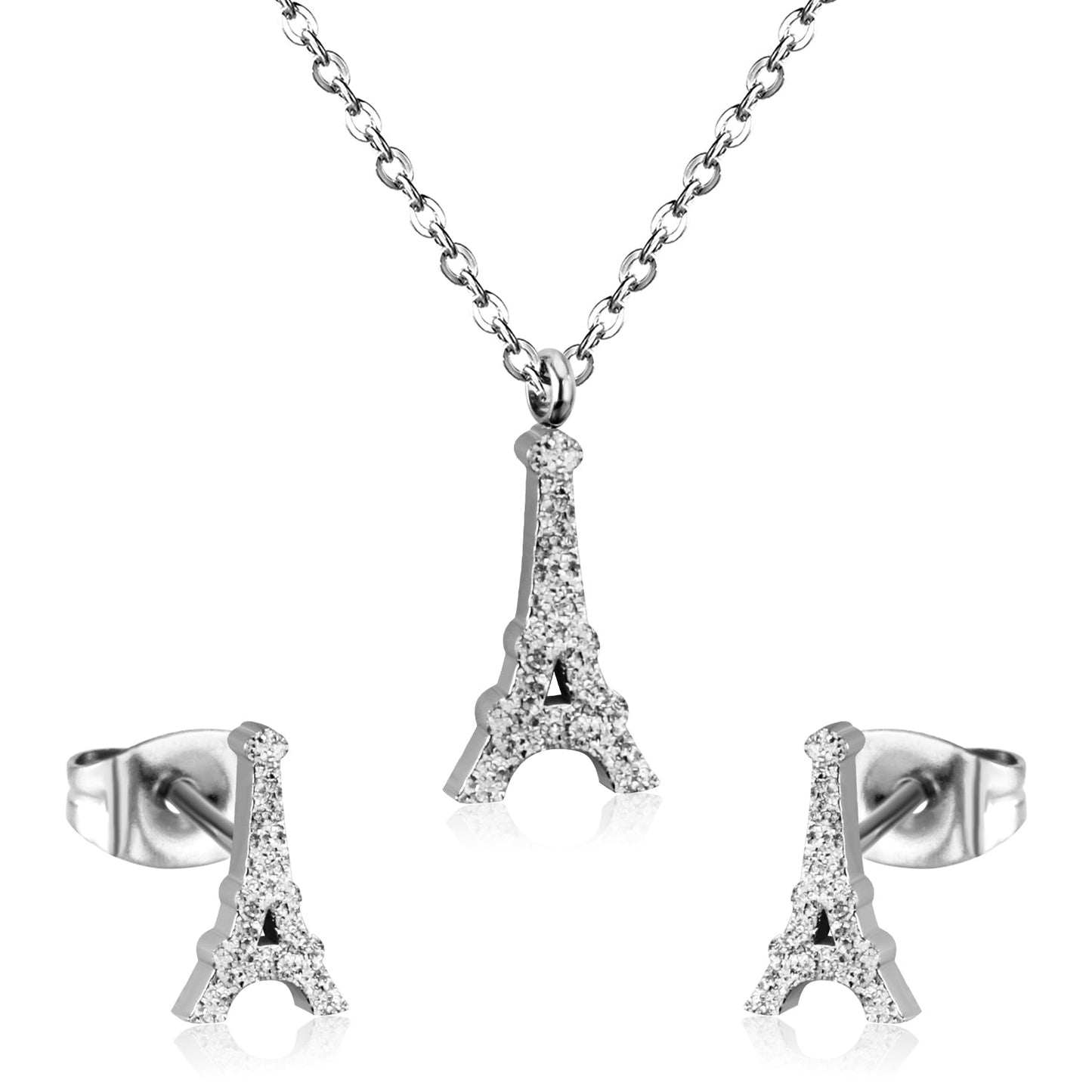 Steel/Gold Cut Smooth/Frosted Jewelry Set with/without Diamonds asonjewelry