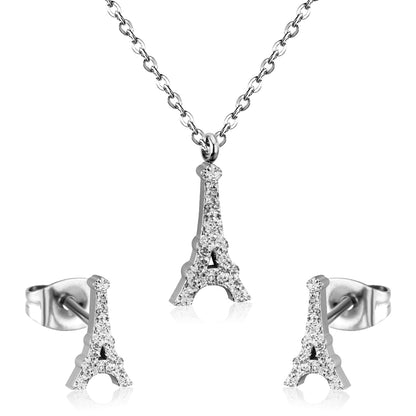 Steel/Gold Cut Smooth/Frosted Jewelry Set with/without Diamonds asonjewelry