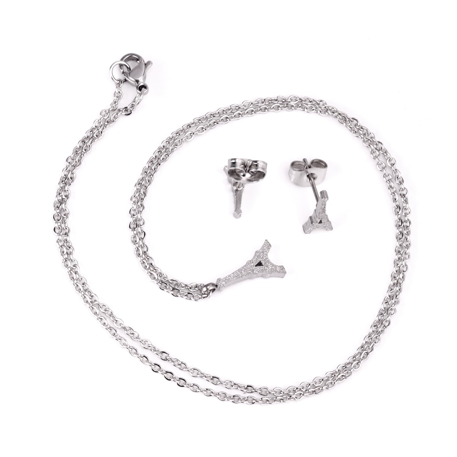 Steel/Gold Cut Smooth/Frosted Jewelry Set with/without Diamonds asonjewelry