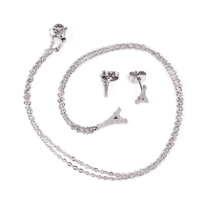 Steel/Gold Cut Smooth/Frosted Jewelry Set with/without Diamonds asonjewelry