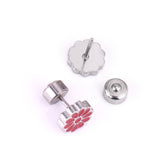 12 pairs 9mm Steel/Golden Flower Colorful/Dark Red Pat Plug Earrings