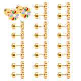 12 pairs 9mm Steel/Golden Flower Colorful/Dark Red Pat Plug Earrings