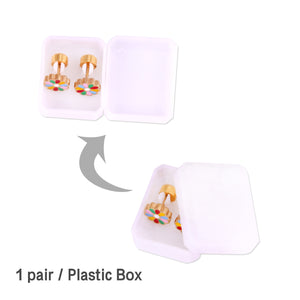 12 pairs 9mm Steel/Golden Flower Colorful/Dark Red Pat Plug Earrings