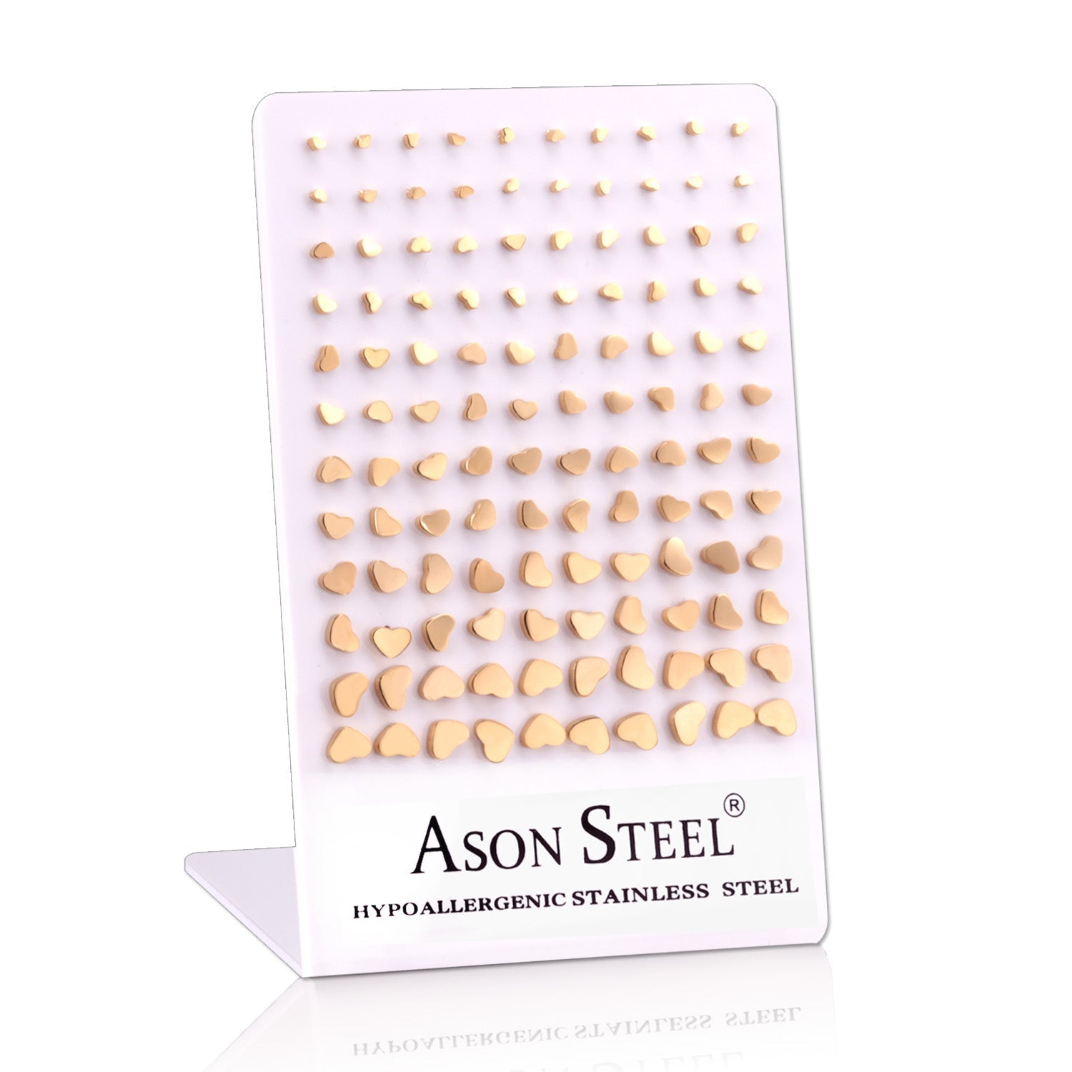 3mm-8mm Card Holder Heart Steel/Gold/Rose Gold/Black Round Cut/Frosted Stud Earrings asonjewelry