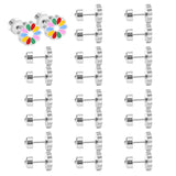 12 pairs 9mm Steel/Golden Flower Colorful/Dark Red Pat Plug Earrings
