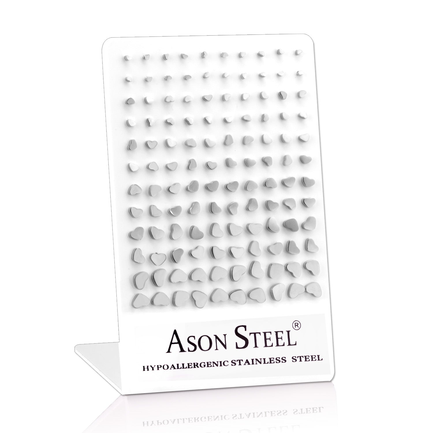 3mm-8mm Card Holder Heart Steel/Gold/Rose Gold/Black Round Cut/Frosted Stud Earrings asonjewelry