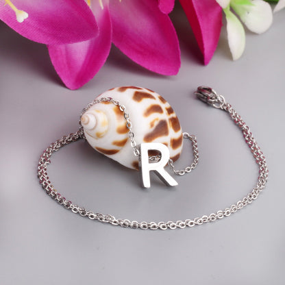 ASON Delicate Classic Style Initial 26 Letters Alphabet Chain Pendant Necklace Stainless Steel Color Jewelry Chokers asonjewelry