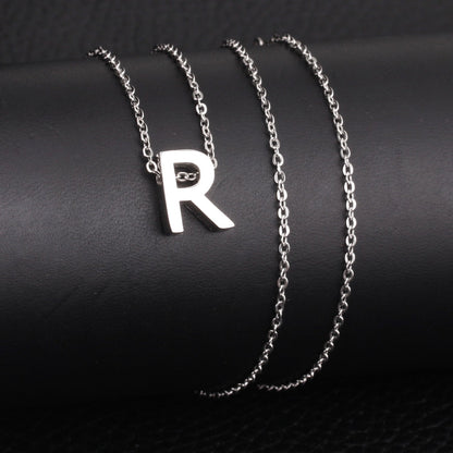 ASON Delicate Classic Style Initial 26 Letters Alphabet Chain Pendant Necklace Stainless Steel Color Jewelry Chokers asonjewelry