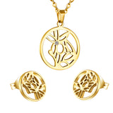 Gold/Steel Wispy Design Beauty Cut Jewelry Set