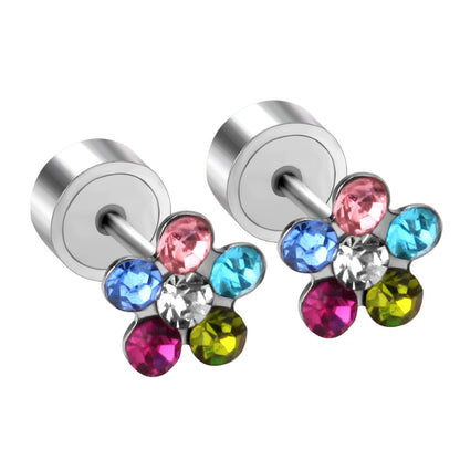Steel Tap Plugs Colored & White Diamond Stud Earrings asonjewelry