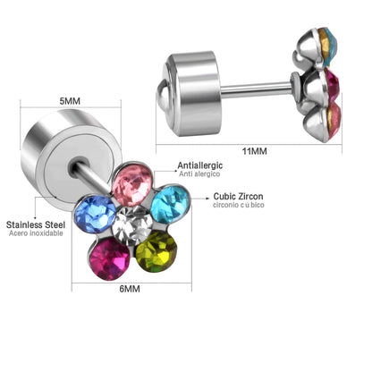 Steel Tap Plugs Colored & White Diamond Stud Earrings asonjewelry