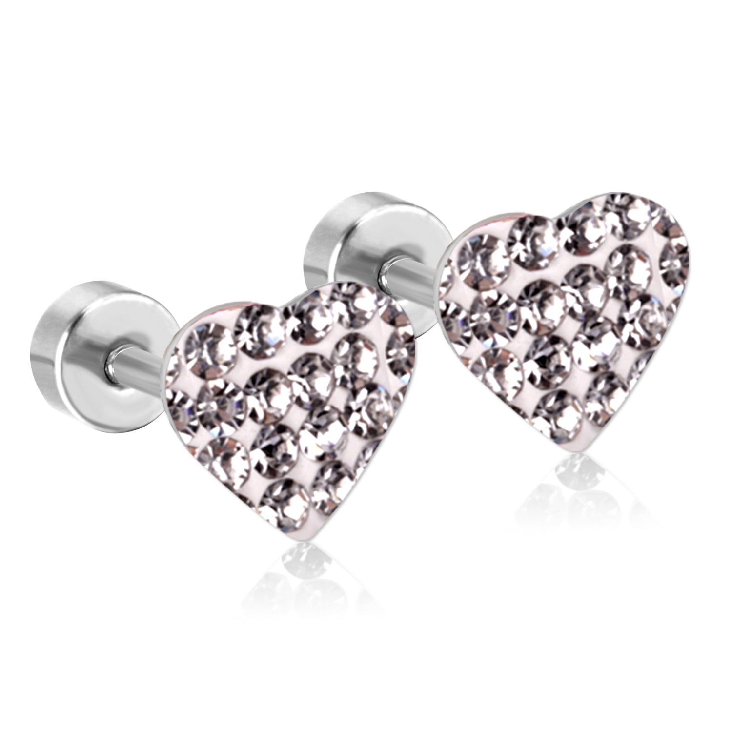 12 pairs 9mm steel/golden heart shaped sludge mix/five colors/white white sludge screw plugs asonjewelry