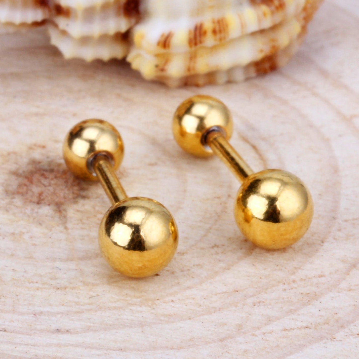 3mm - 7mm 12pc Gold Color Steel Color Steel Bead Screwback Stud Earrings asonjewelry