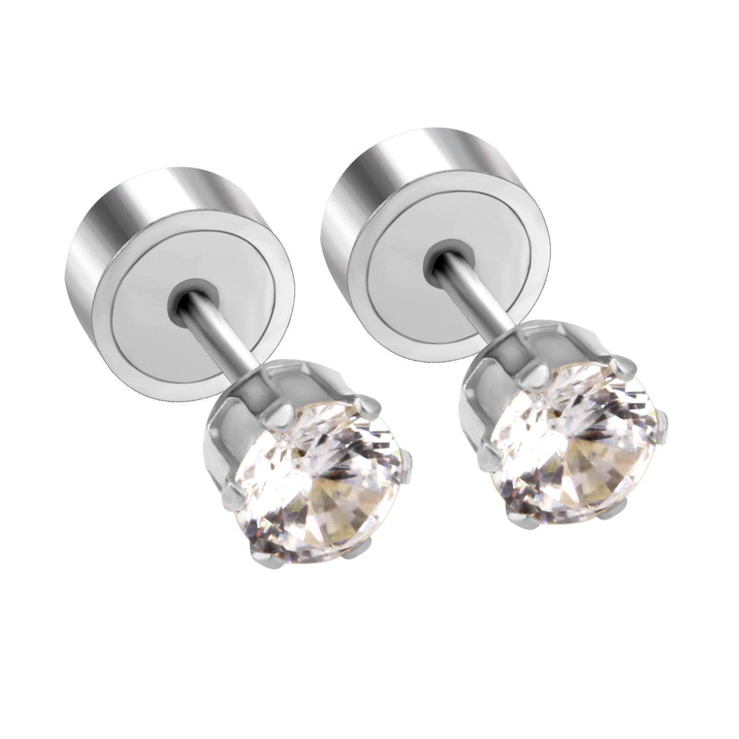 12 pair 3-5mm steel color/gold/rose gold pat plug earrings asonjewelry