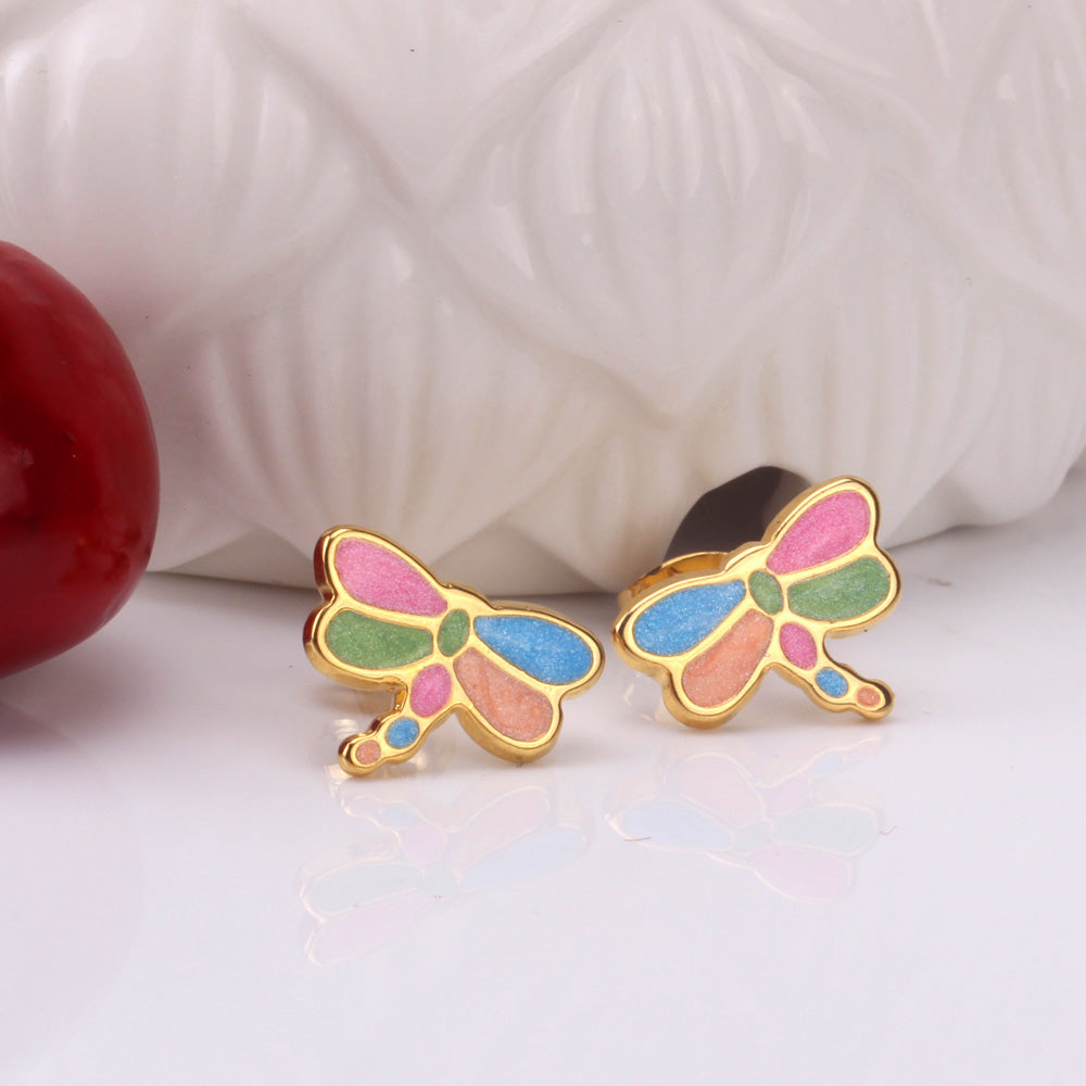 Jewelry set in gold/steel with cut dragonfly wings in several colors. asonjewelry