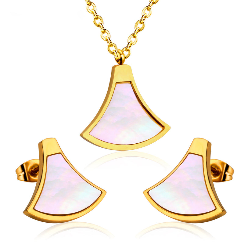 Gold/Steel Scalloped Surface Adhesive + Scalloped Shells Jewelry Set