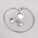 Gold/Steel Round + Campus Pendant with Adhesive Shells Jewelry Set