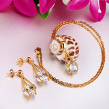 Steel/Gold Simple with Oversized Diamond Pendant Jewelry Set