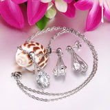 Steel/Gold Simple with Oversized Diamond Pendant Jewelry Set