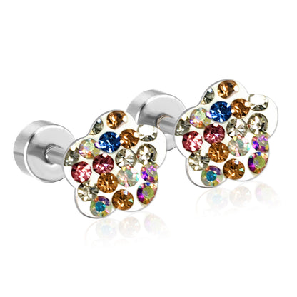 12 pairs 9mm steel color/golden plum dipped clay mix/five color screw plugs asonjewelry