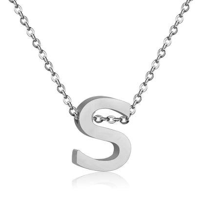 ASON Delicate Classic Style Initial 26 Letters Alphabet Chain Pendant Necklace Stainless Steel Color Jewelry Chokers asonjewelry