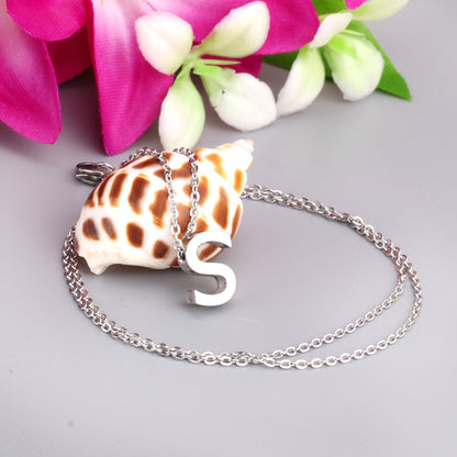 ASON Delicate Classic Style Initial 26 Letters Alphabet Chain Pendant Necklace Stainless Steel Color Jewelry Chokers asonjewelry