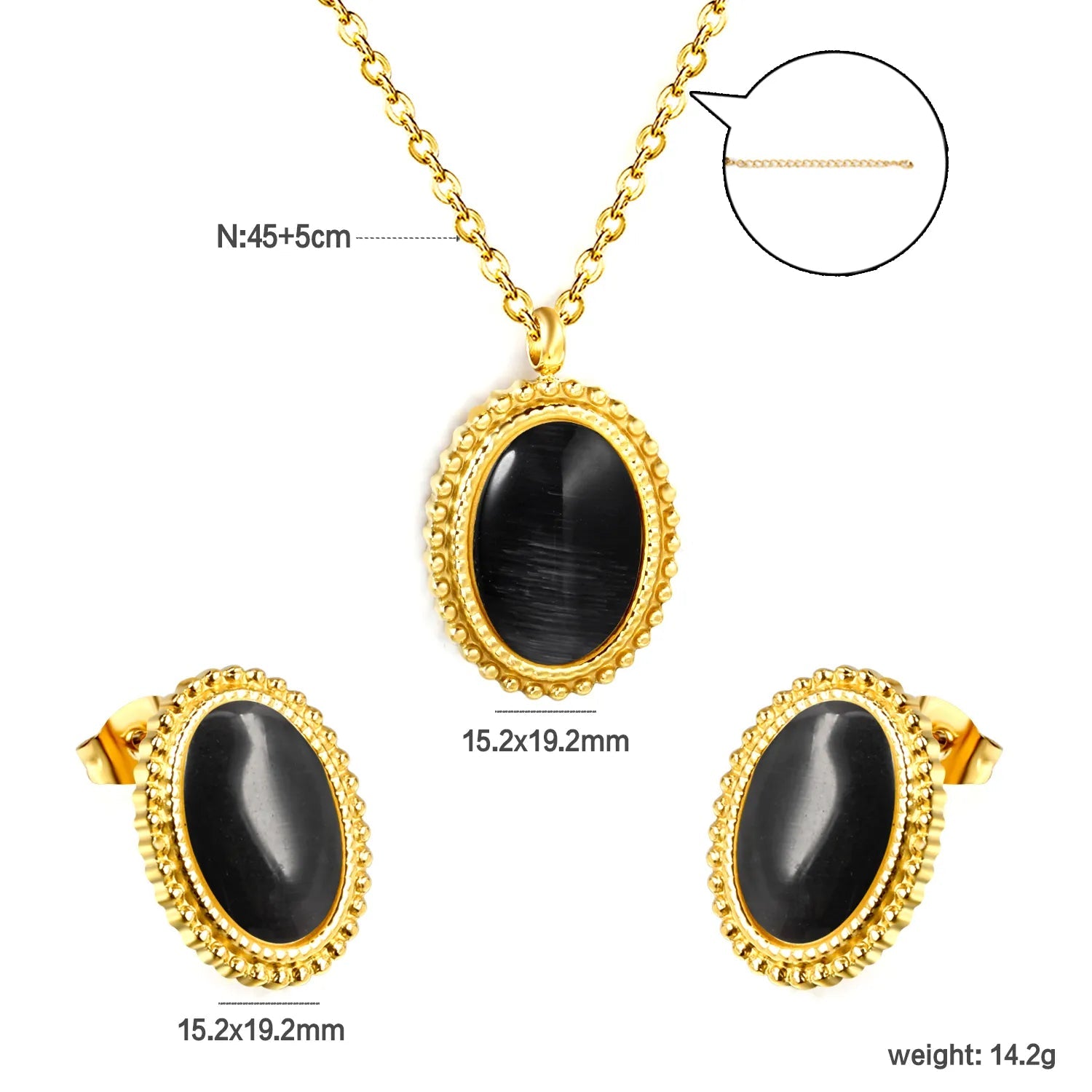 15.2*19.2mm Lace Oval with White/Green/Black/Red Cat's Eye Stone Set asonjewelry