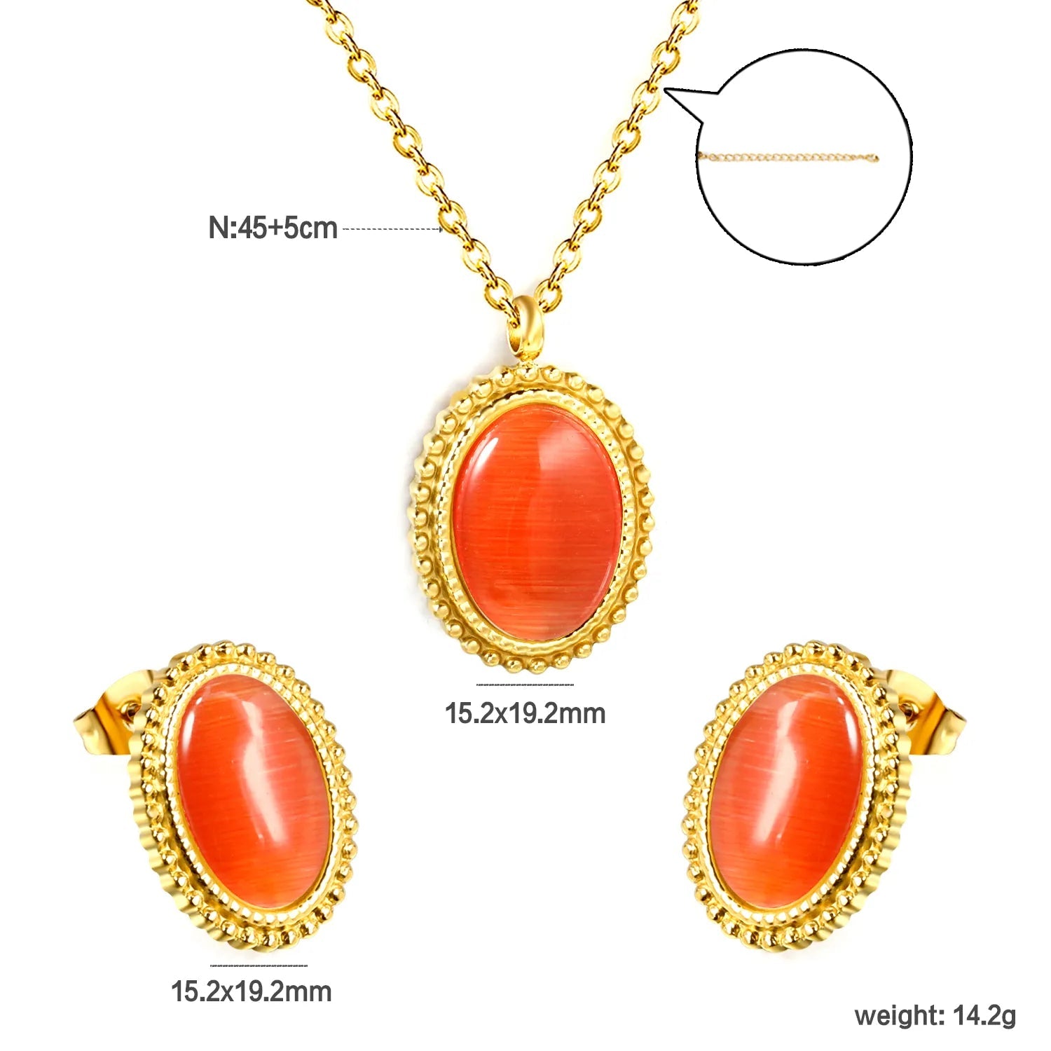 15.2*19.2mm Lace Oval with White/Green/Black/Red Cat's Eye Stone Set asonjewelry