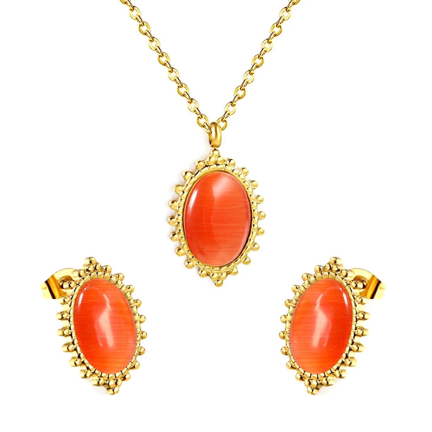 14.8*24mm loose bead side oval with green/white/black/red cat's eye stone set asonjewelry