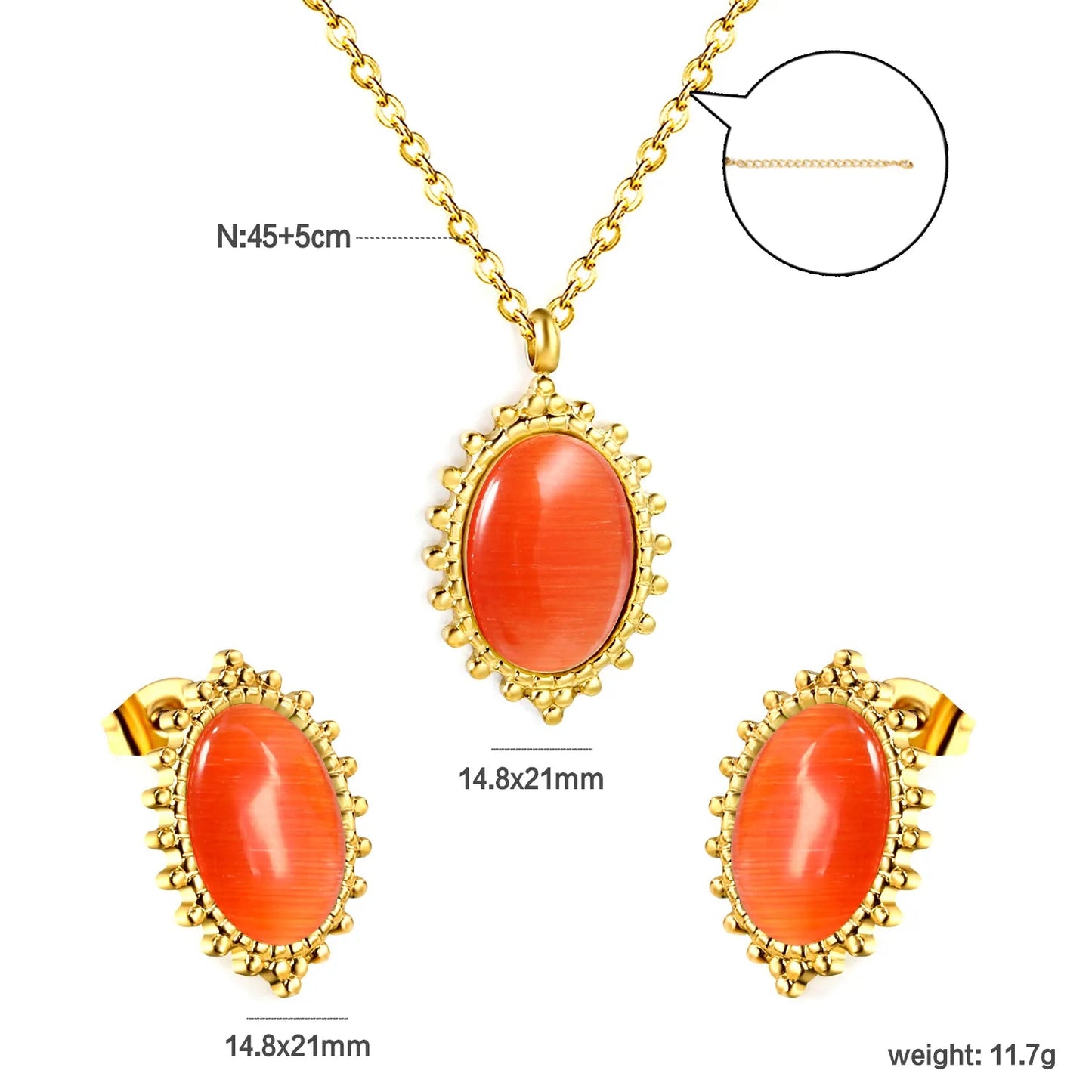 14.8*24mm loose bead side oval with green/white/black/red cat's eye stone set asonjewelry