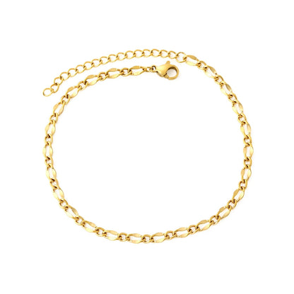 Chic Gold Anklet 3.5mm Cross Lip Chain, 20+5cm Adjustable Length Hypoallergenic Foot Jewelry for Women Perfect for Beach Vacation and Daily Wear asonjewelry