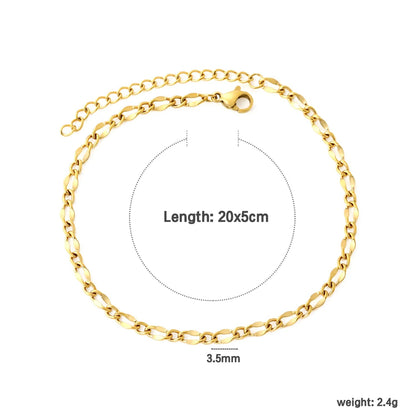 Chic Gold Anklet 3.5mm Cross Lip Chain, 20+5cm Adjustable Length Hypoallergenic Foot Jewelry for Women Perfect for Beach Vacation and Daily Wear asonjewelry