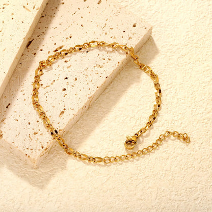 Chic Gold Anklet 3.5mm Cross Lip Chain, 20+5cm Adjustable Length Hypoallergenic Foot Jewelry for Women Perfect for Beach Vacation and Daily Wear asonjewelry