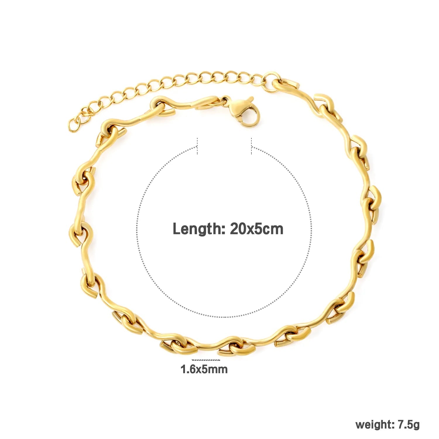1.6 x 5mm Wire Gold Anklet, 20+5cm Adjustable Length Hypoallergenic Link Chain Anklet for Women Perfect for Daily Wear and Beach Vacation asonjewelry