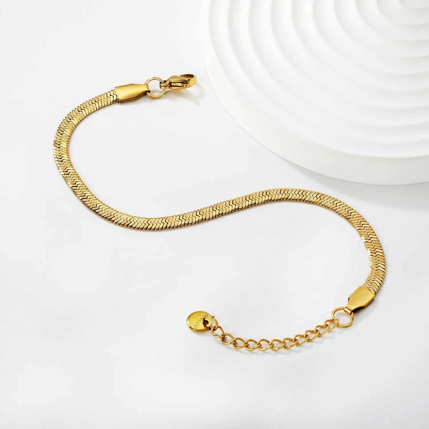 4.00 pieces of flower-shaped blade chain 17+3cm+6mm with round end, brand "Yuanzhi", bracelet, steel color/golden asonjewelry