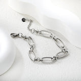 Width: 9.65mm, Thickness: 2mm, Length of Cross Chain: 18+3cm+6mm, Round Tail Design, Bracelet, Steel Color/Golden asonjewelry